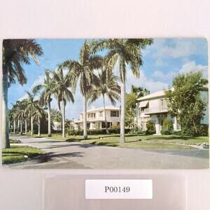 Vintage Florida Postcard Delray Beach Residential Homes View 1956
